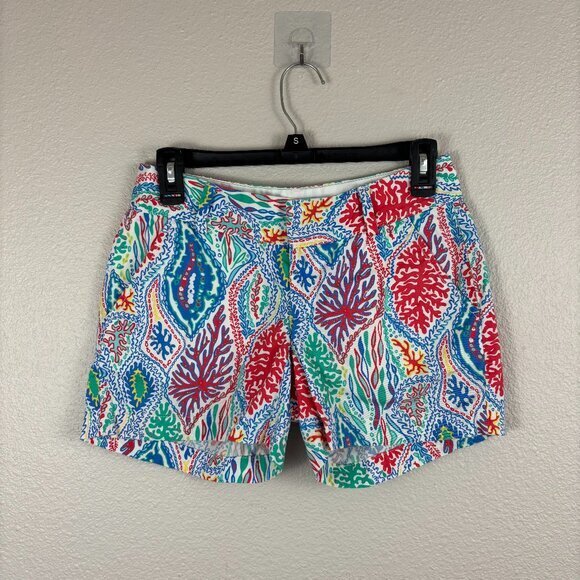 Lilly Pulitzer Pants - Lilly Pulitzer Womens Multicolor Coral Print Mid Rise The Chipper Shorts Size 0